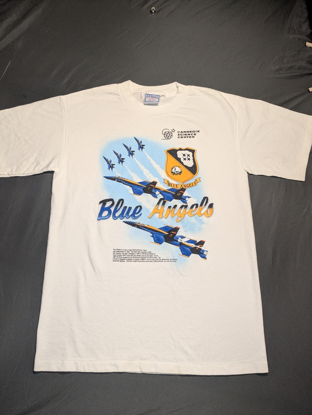 Vintage 90's Blue Angels Graphic Tee - White